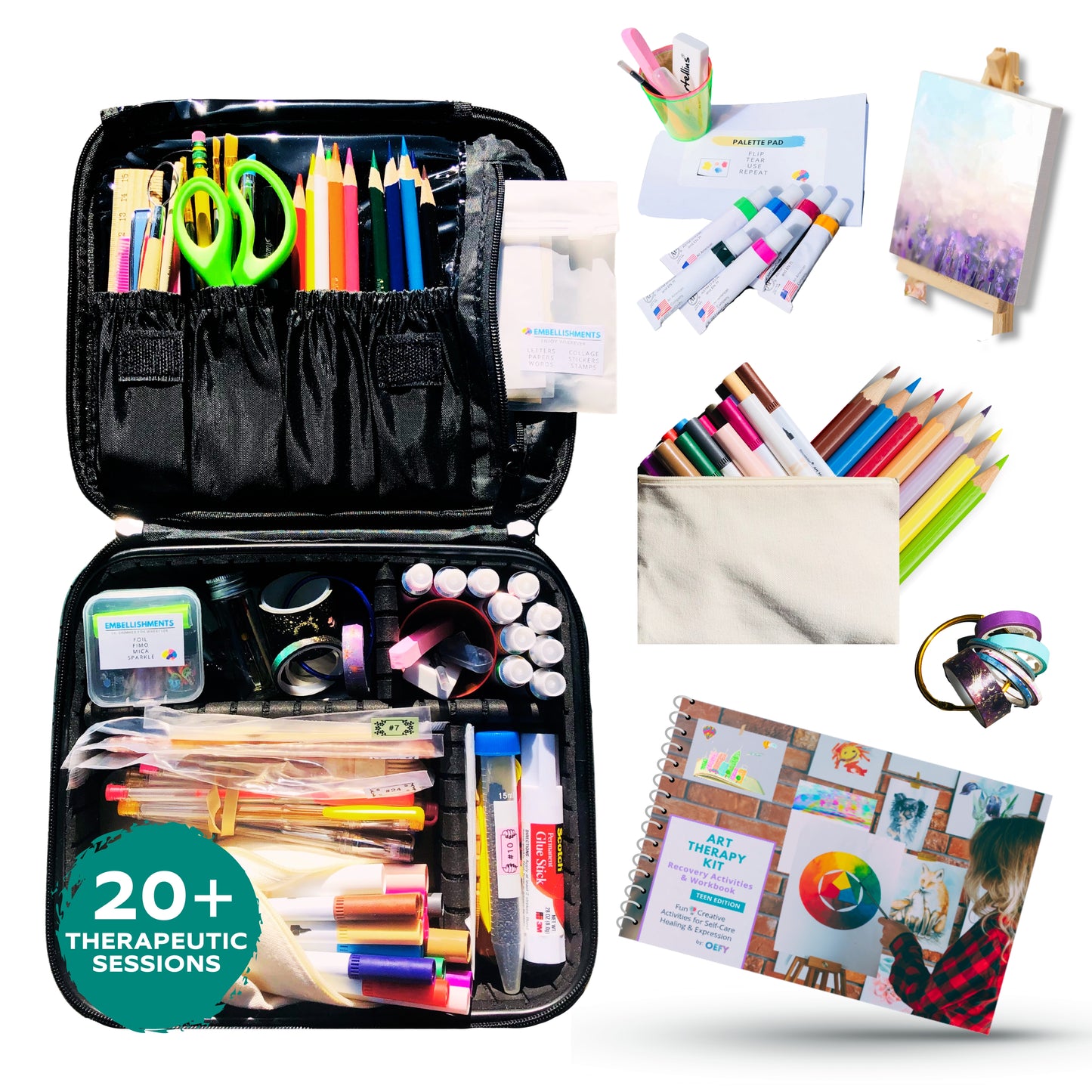 Art Therapy Activities Supplies Kit (Pink Case)