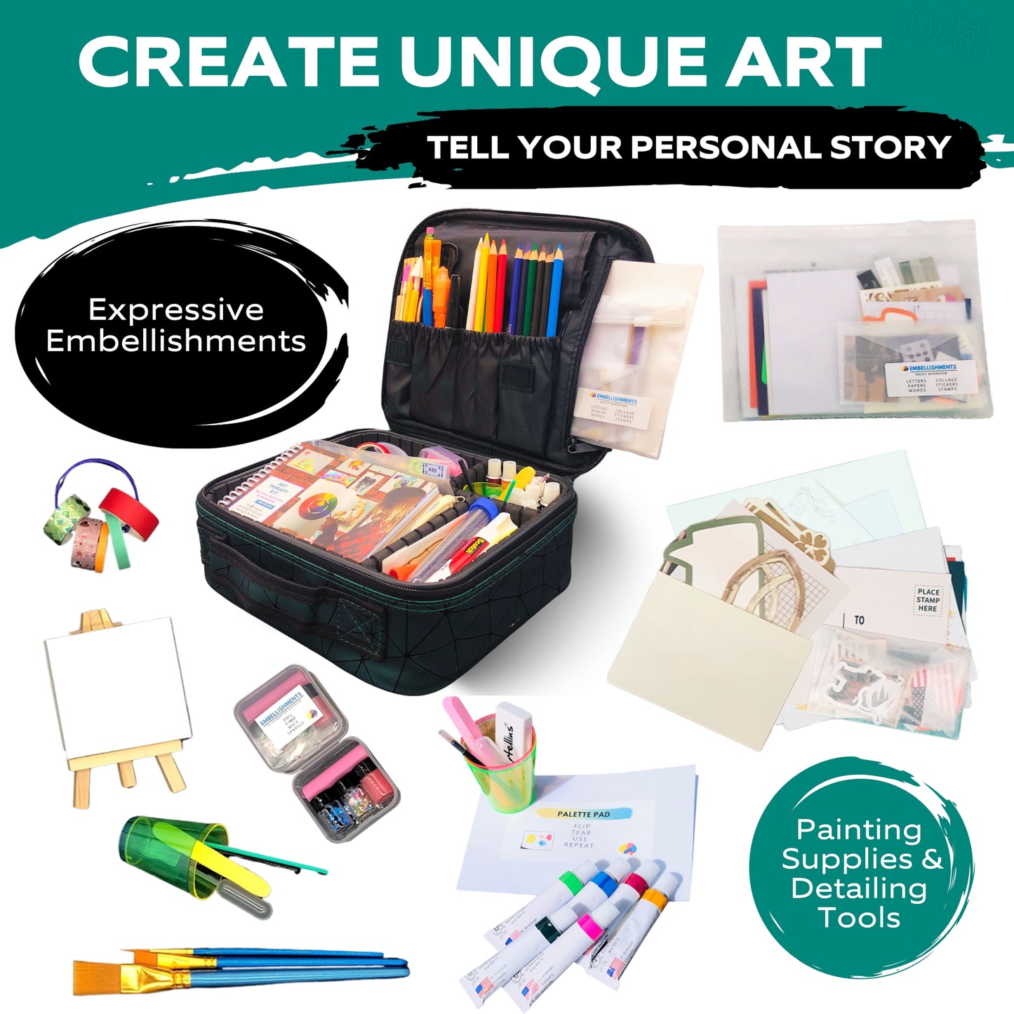 Art Therapy Activities Supplies Kit (Pink Case)