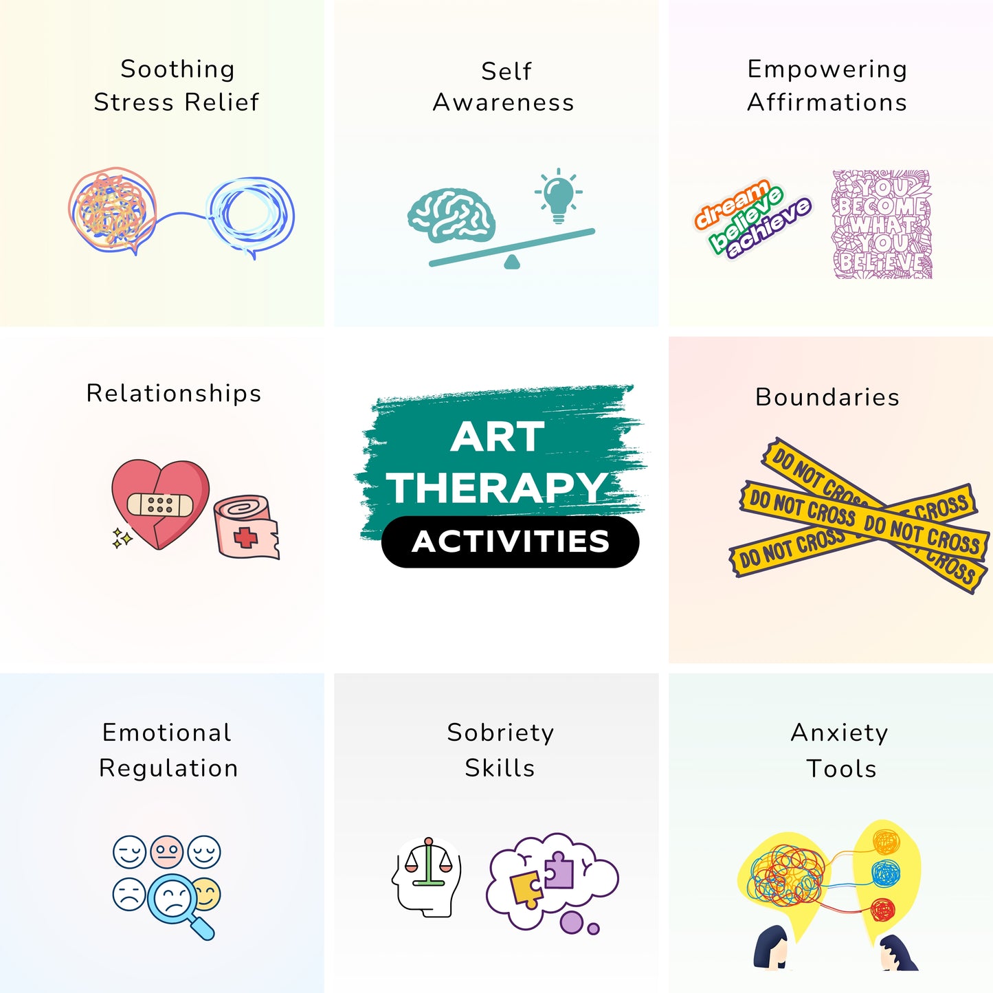 Art Therapy Activities Supplies Kit (Pink Case)