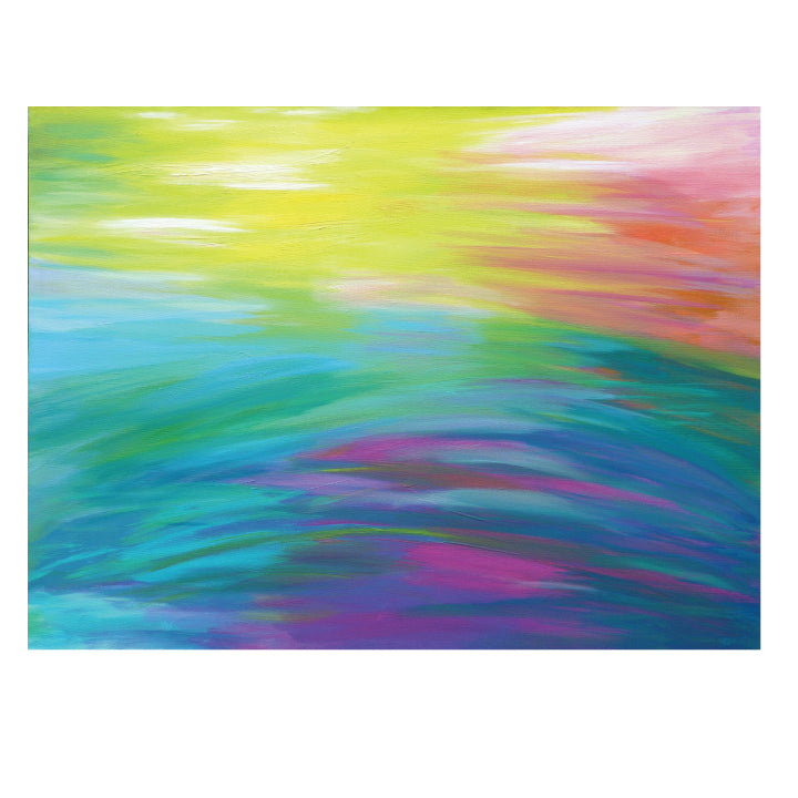 Sun is Rising, original abstract painting by Oefy, shown on a wall