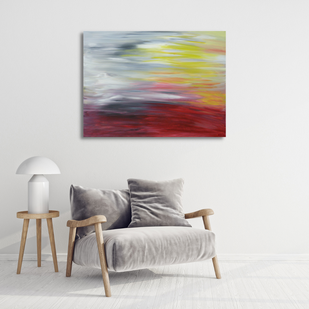 Cloudburst, original abstract painting by Oefy, detail view
