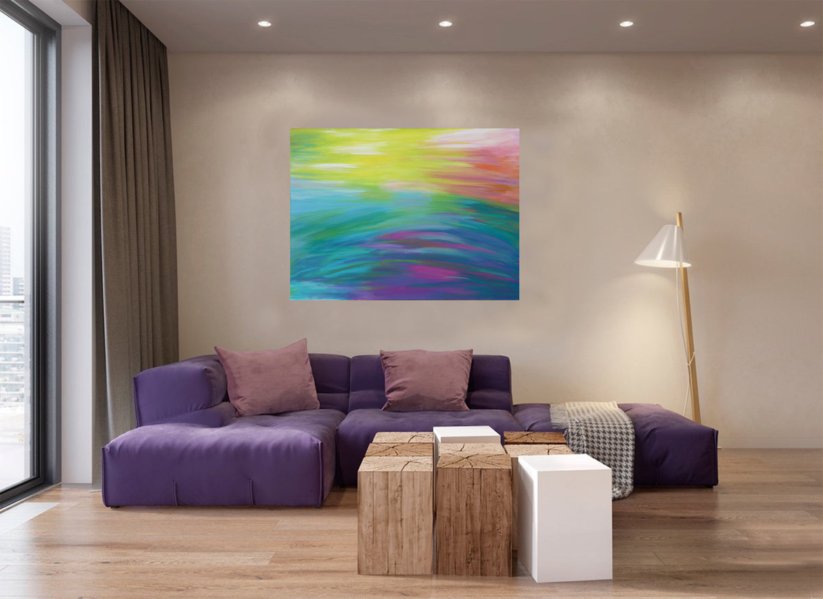 Sun is Rising, original abstract painting by Oefy, detail view